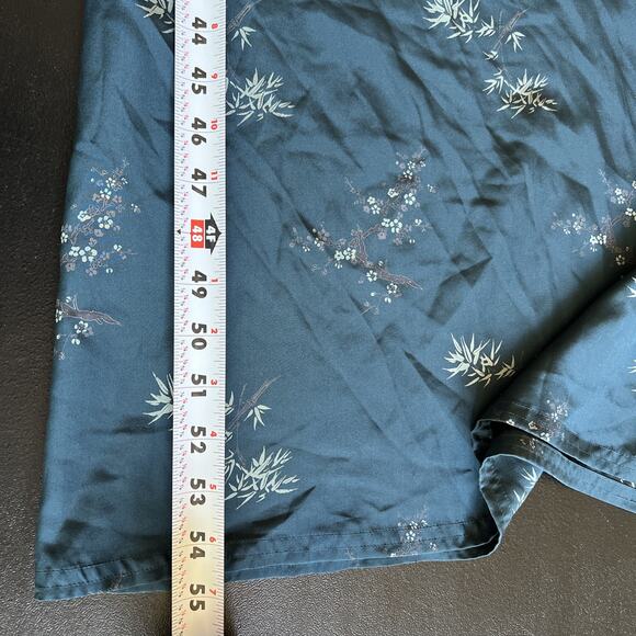 Vintage Silk Velvet Maxi Dress XL Dark Floral Side Button Asian Fairy Whimsigoth - Picture 10 of 12